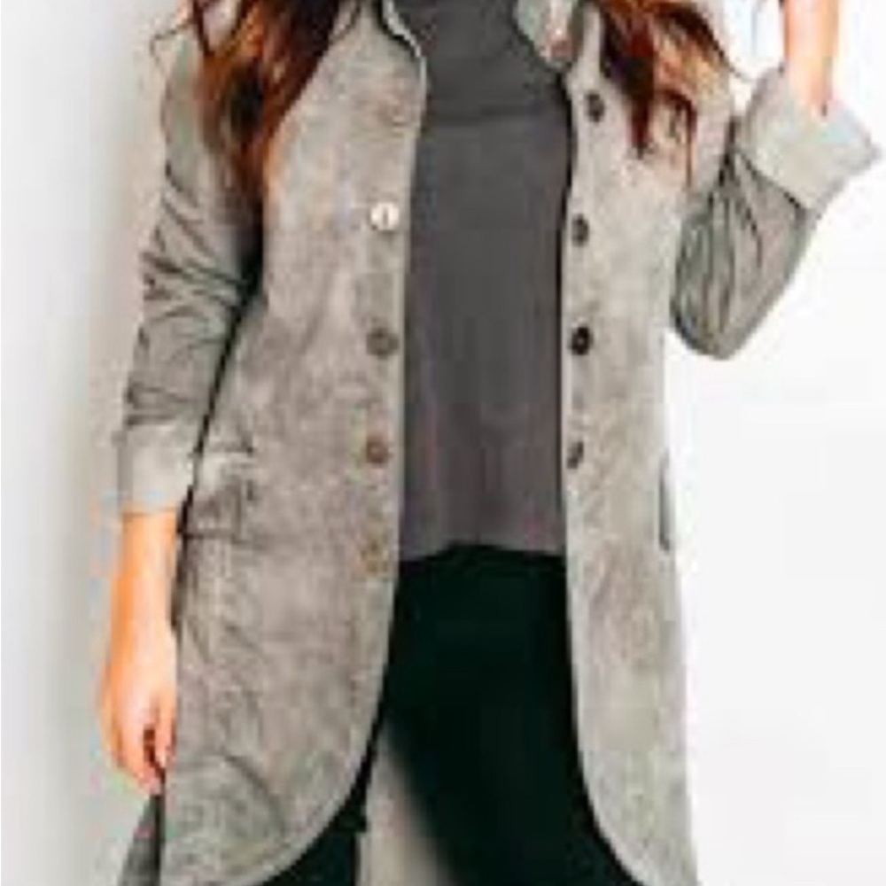 Women's Long Lightweight Military Style Suzy D Taupe Made in Italy